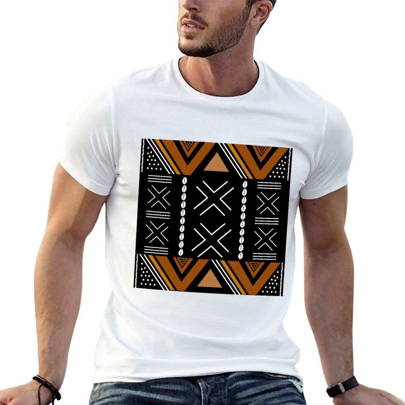 Mudcloth Print Top - アフリカン マッドクロス ボゴラン デザイン Tシャツ フェスティバル