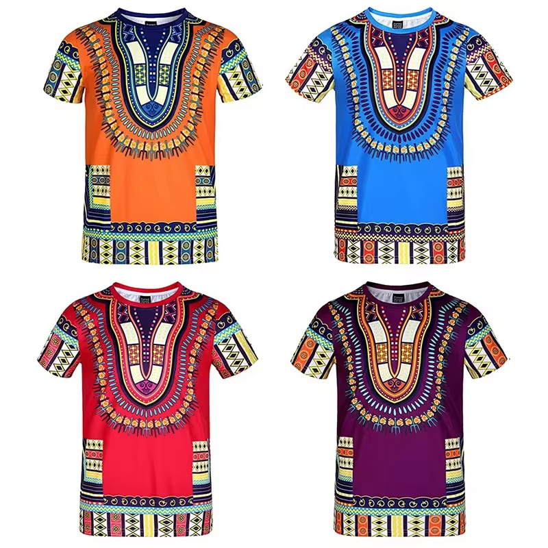 Dashiki Shirt Men - 夏原宿 3D プリントアフリカ Daseki エスニックパターン Tシャツ男性子供ファッションストリート