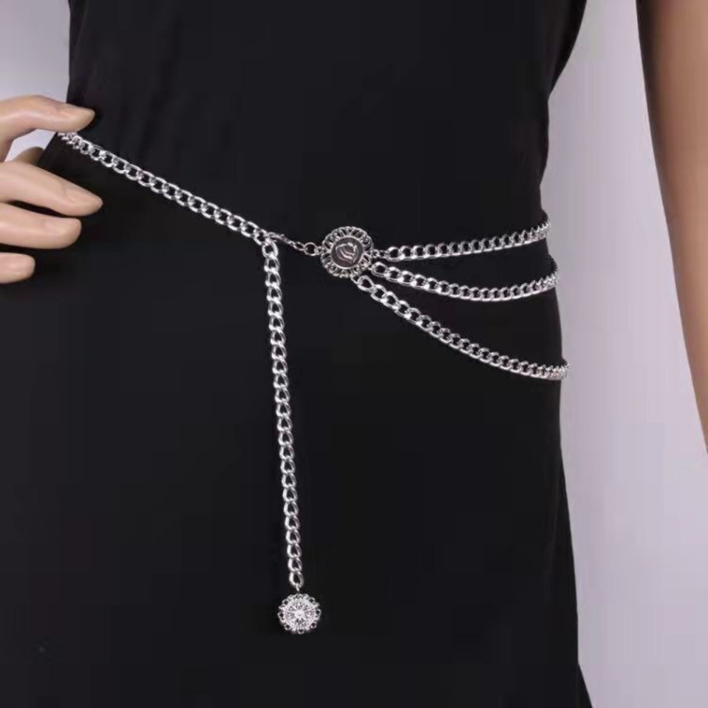 Ethnic Fashion Designers - 1個入りレトロエスニックスタイルボディチェーン、個性的なひまわりウエストチェーンアクセサリー、非対称デザイン