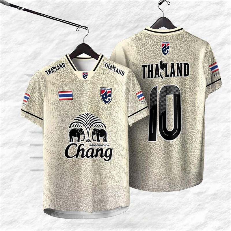 Thai Silk Blouse - 新しいタイナンバー 10 ジャージ Tシャツ男性用象プリントグラフィック半袖スポーツアウトドア夏日常通気性 Tシャツ