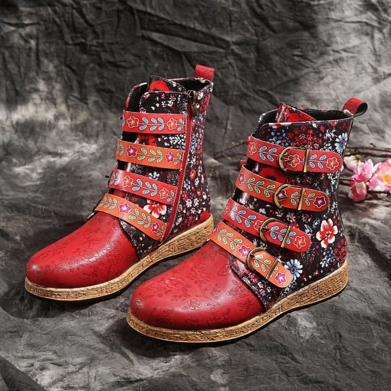 Women'S Ethnic Fashion Brands - ブランドの女性のブーツ 2026 春快適なアンクルブーツ女性のためのデザイナーシューズファッションエスニックスタイルショートブーツ女性の靴