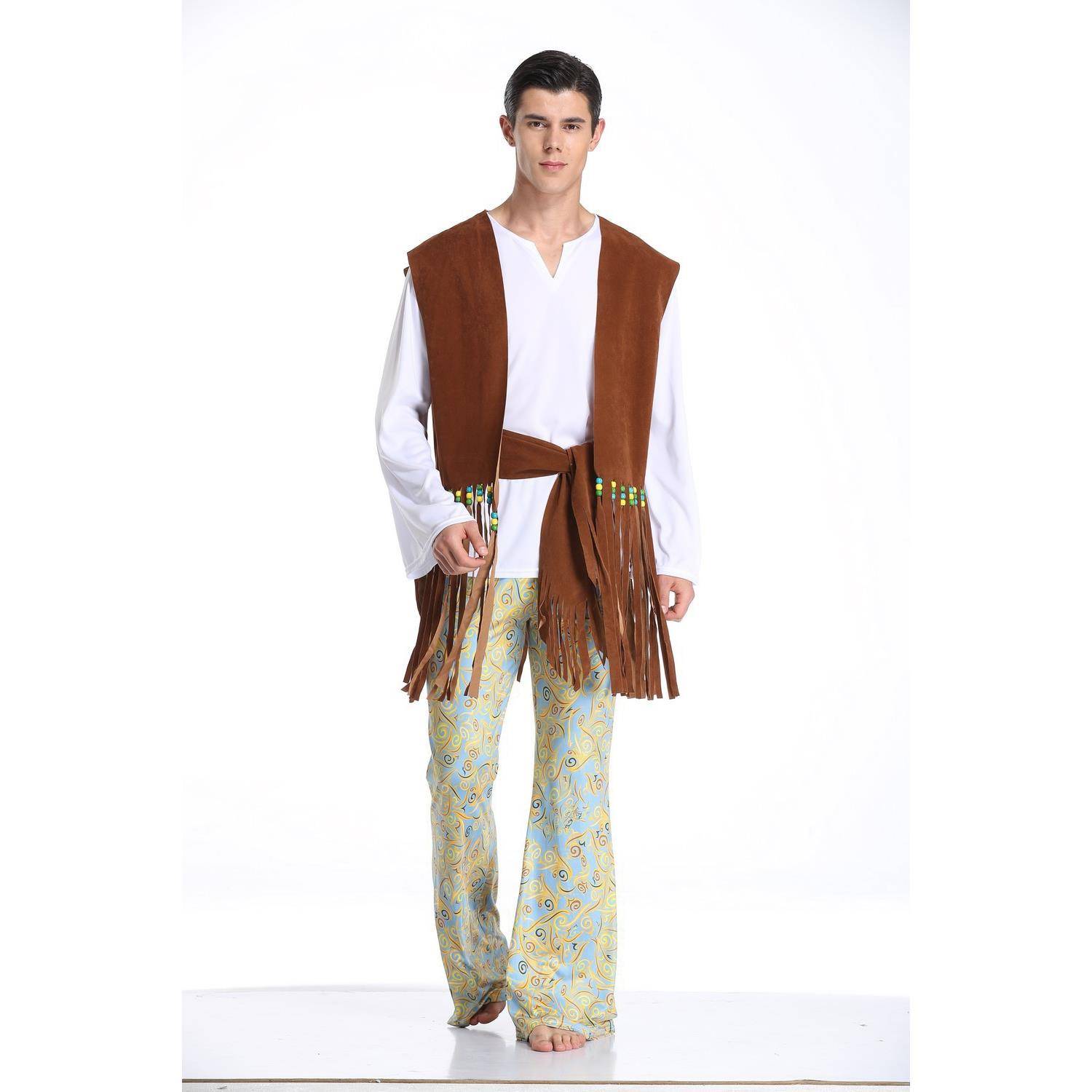 Fashion Ethnic Indian Clothing - 大人用ハロウィンインディアン部族プリンセスコスプレセットファッショナブルなフリンジ付きカップル衣装伝統的なエスニック女性服