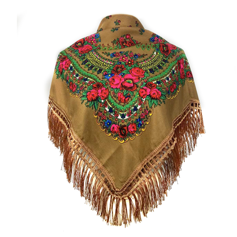 Ethnic Fashion Men - エスニックフリンジヘッドバンドバンダナバーブシュカヘッドラップショールレトロ花柄プリントショール 2023 新しい女性ロシアスタイルスクエアスカーフ
