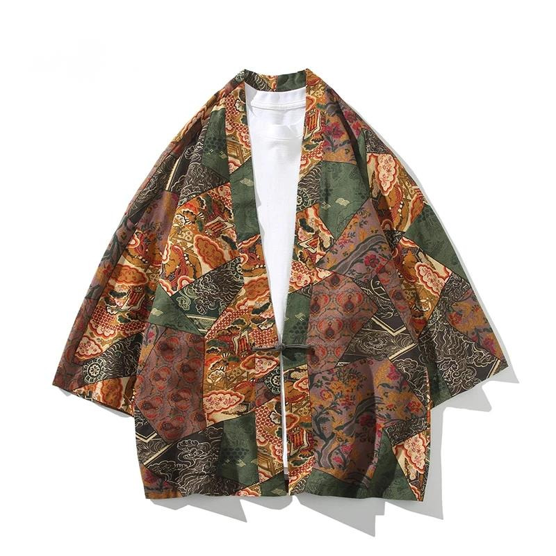 Ethnic And Fashion - エスニックスタイルプリント浴衣男性女性ファッションコットンリネンカーディガンブラウスアジア服原宿日本のコスプレ着物