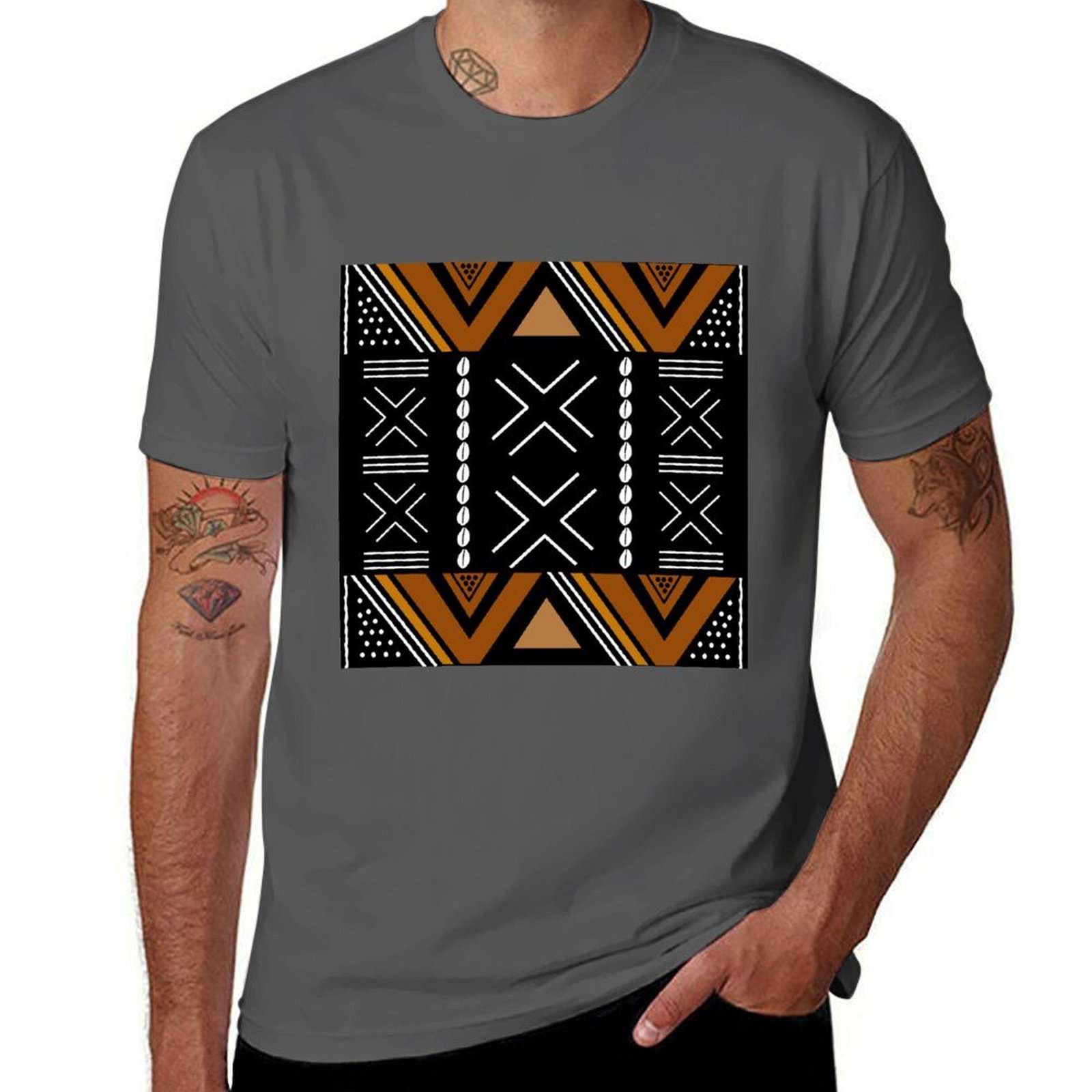 アフリカン マッドクロス ボゴラン デザイン Tシャツ カジ - Mudcloth Print Top のレビューと価格