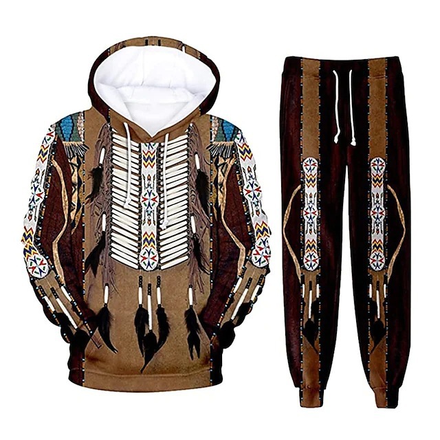 インド民族風3Dプリントパーカーパンツセット メンズファッシ - Fashion Ethnic Indian Clothing のレビューと価格