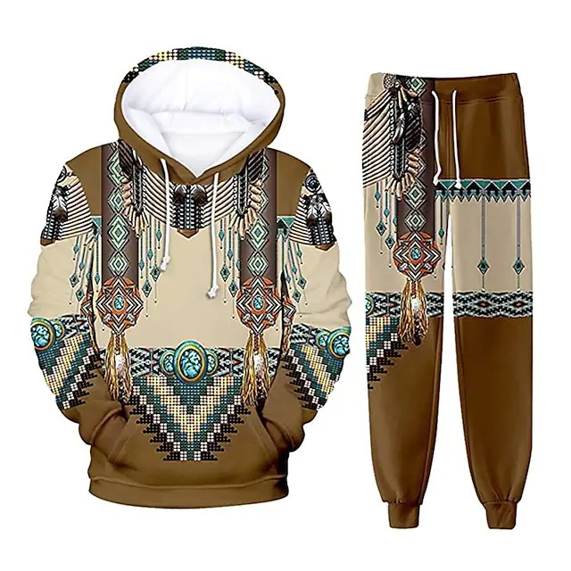 インド民族風3Dプリントパーカーパンツセット メンズファッシ - Fashion Ethnic Indian Clothing のレビューと価格