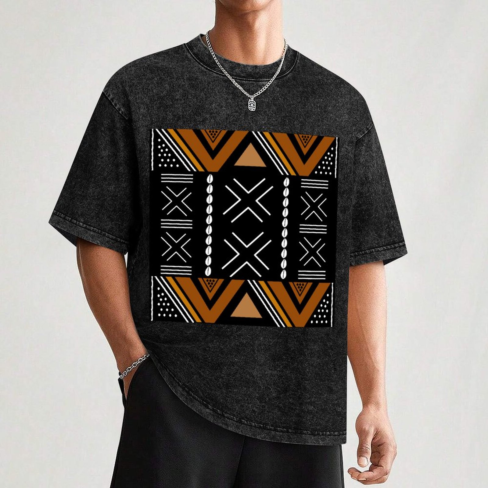アフリカン マッドクロス ボゴラン デザイン Tシャツ カジ - Mudcloth Print Top のレビューと価格