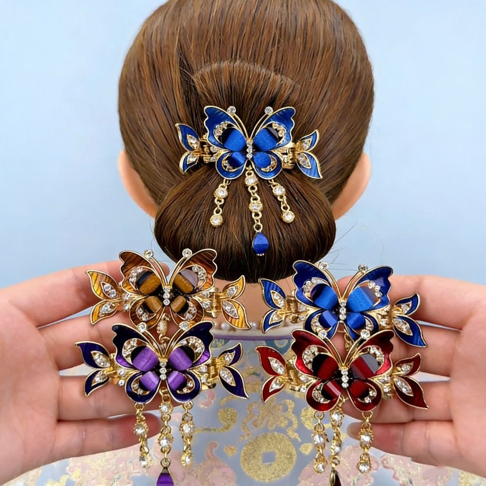 エレガントなデザインのラインストーン蝶ヘアピンタッセル装飾エ - Ethnic Fashion Designers のレビューと価格