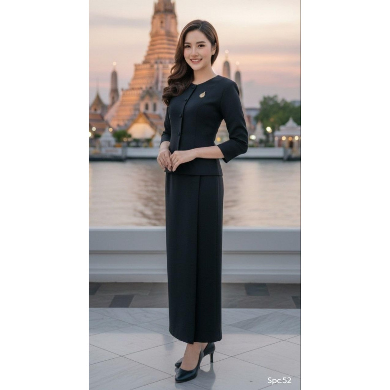 伝統的なタイのルアン・トン長袖ブラウス、黒のシルク、ヴィンテ - Thai Silk Blouse のレビューと価格