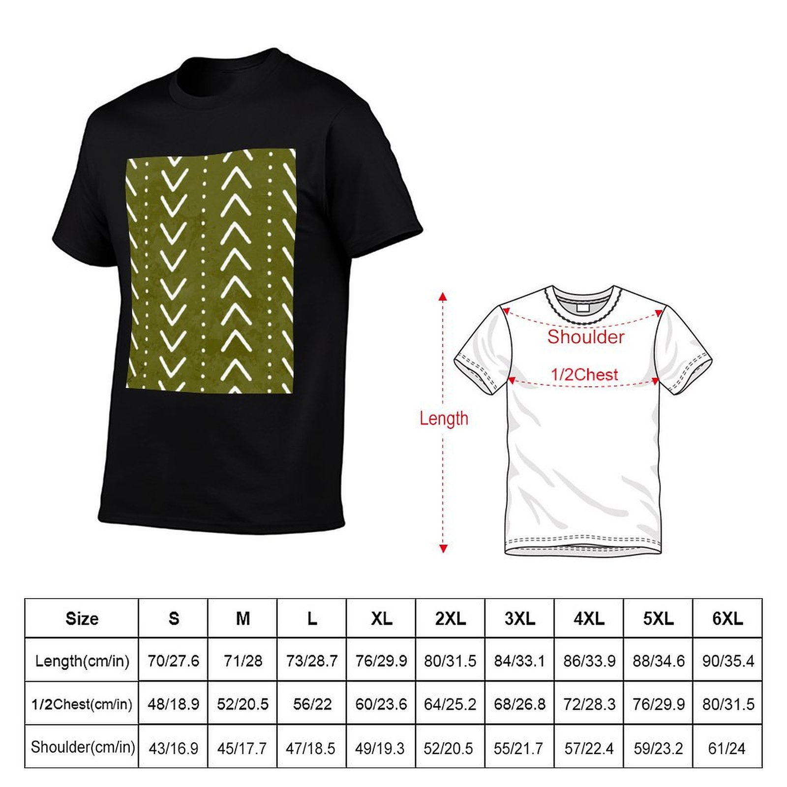 オリーブグリーン マッドクロス アローズパターン Tシャツ  - Mudcloth Print Top のレビューと価格