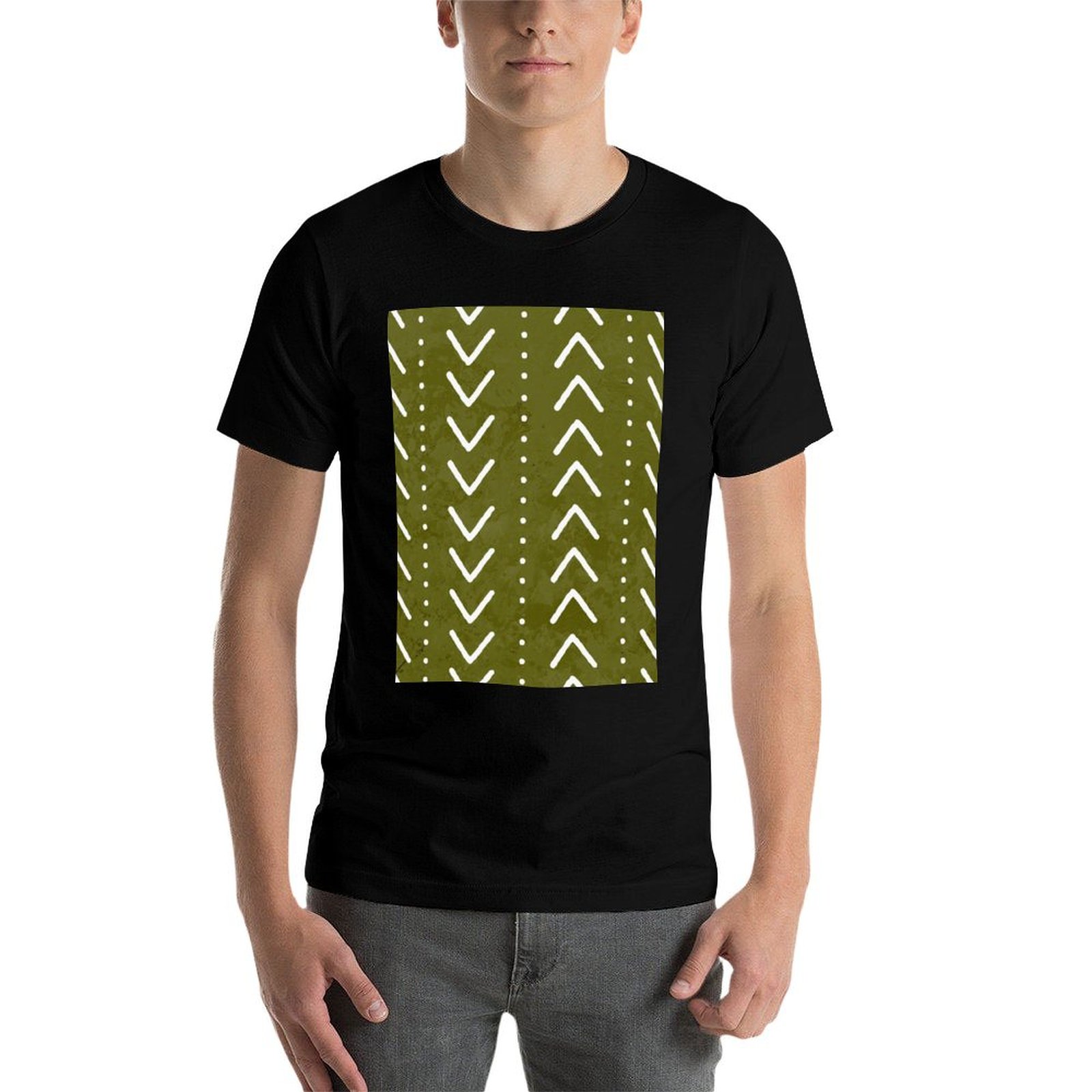 オリーブグリーン マッドクロス アローズパターン Tシャツ  - Mudcloth Print Top のレビューと価格