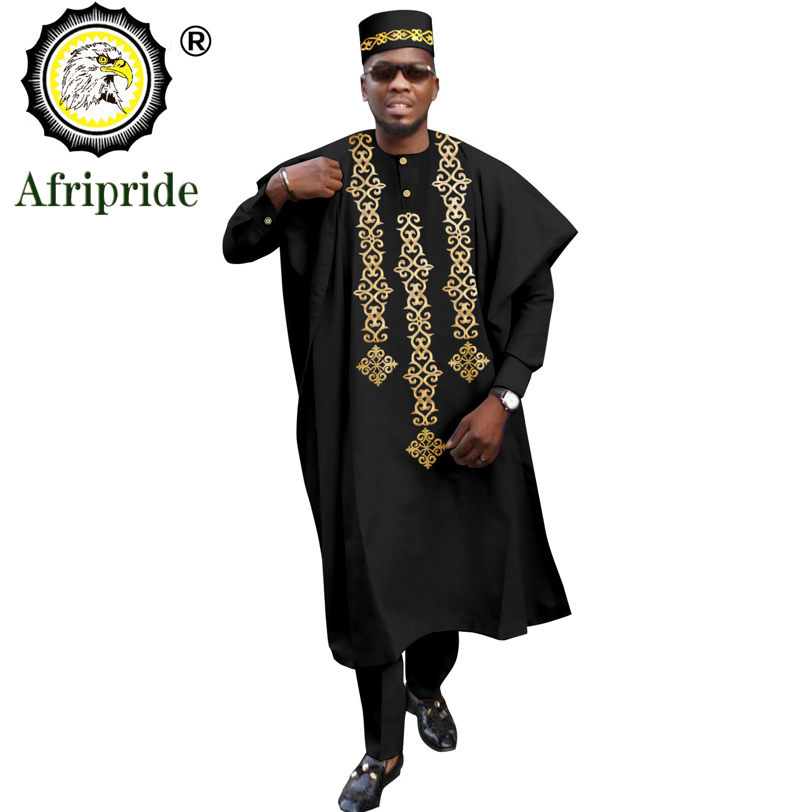 伝統的なアフリカの紳士服,刺agドレス,シャツ,パンツと帽子 - Dashiki Shirt Men のレビューと価格
