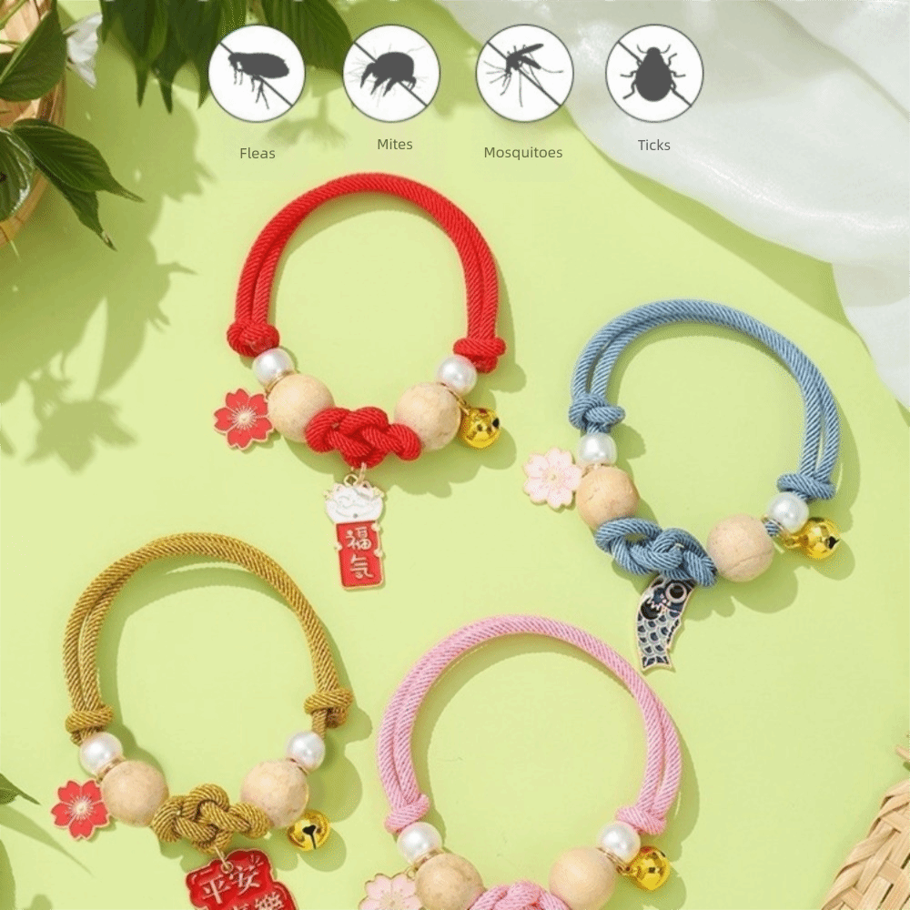 ファッション調節可能な猫用ノミ取り首輪、手作りのベル付き、猫 - Ethnic Fashion Designers のレビューと価格