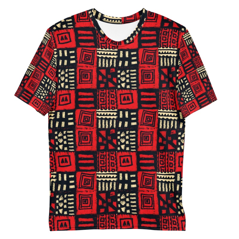 部族アフリカ泥布パターン Tシャツ男性用エスニックグラフィッ - Mudcloth Print Top のレビューと価格