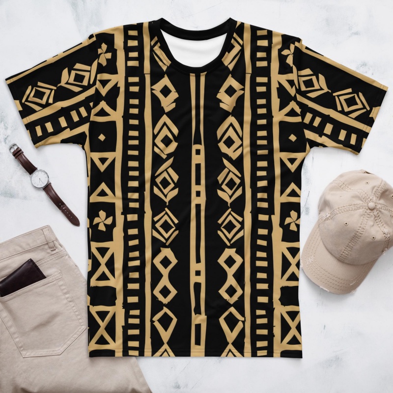 部族アフリカ泥布パターン Tシャツ男性用エスニックグラフィッ - Mudcloth Print Top のレビューと価格