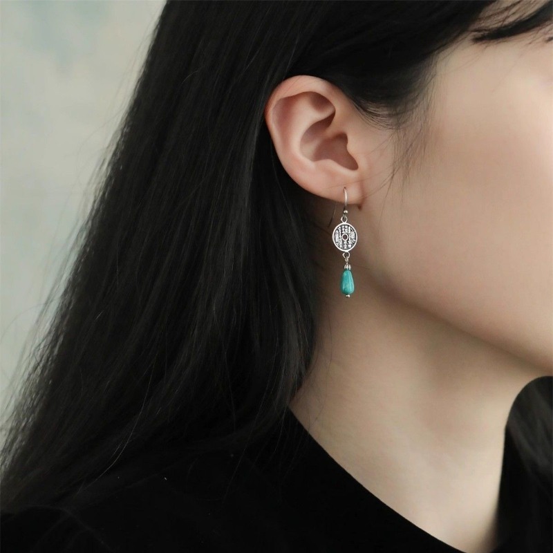 925 スターリングシルバーイヤリング古代中国神話コインぶら - Ethnic Fashion Co In のレビューと価格