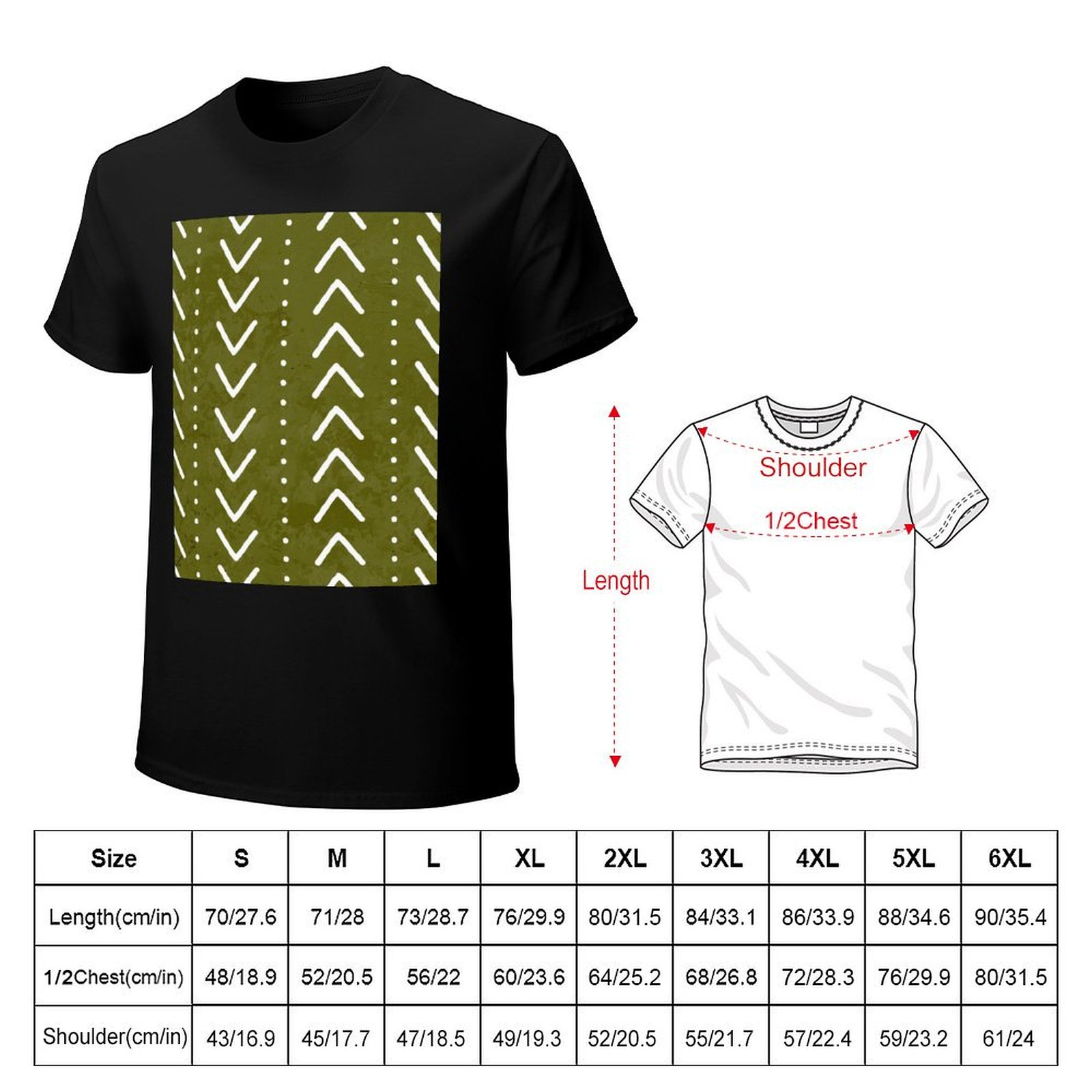 オリーブグリーン マッドクロス アローズパターン Tシャツ  - Mudcloth Print Top のレビューと価格