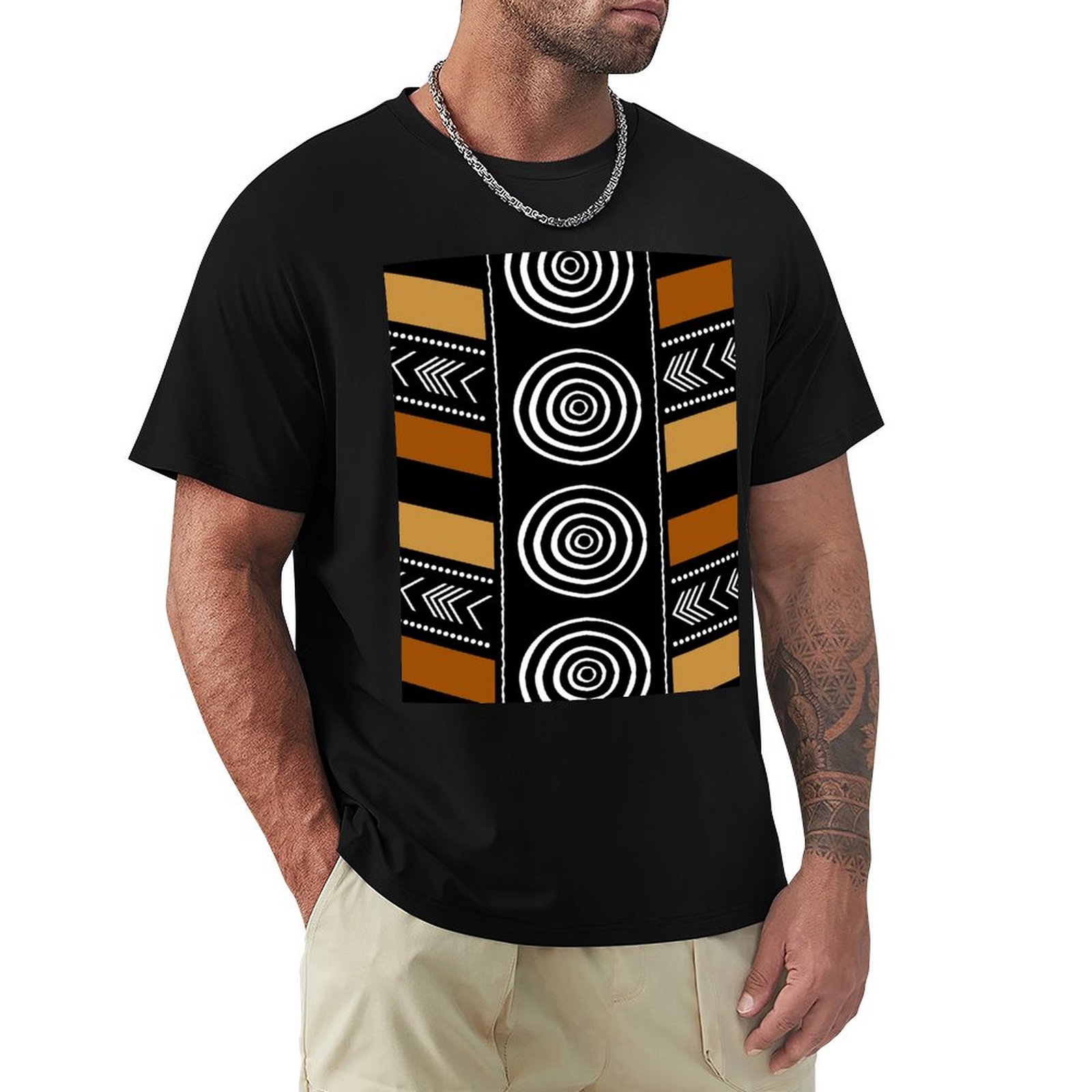アフリカンマッドクロスアートワークアートTシャツ 長持ちカジ - Mudcloth Print Top のレビューと価格