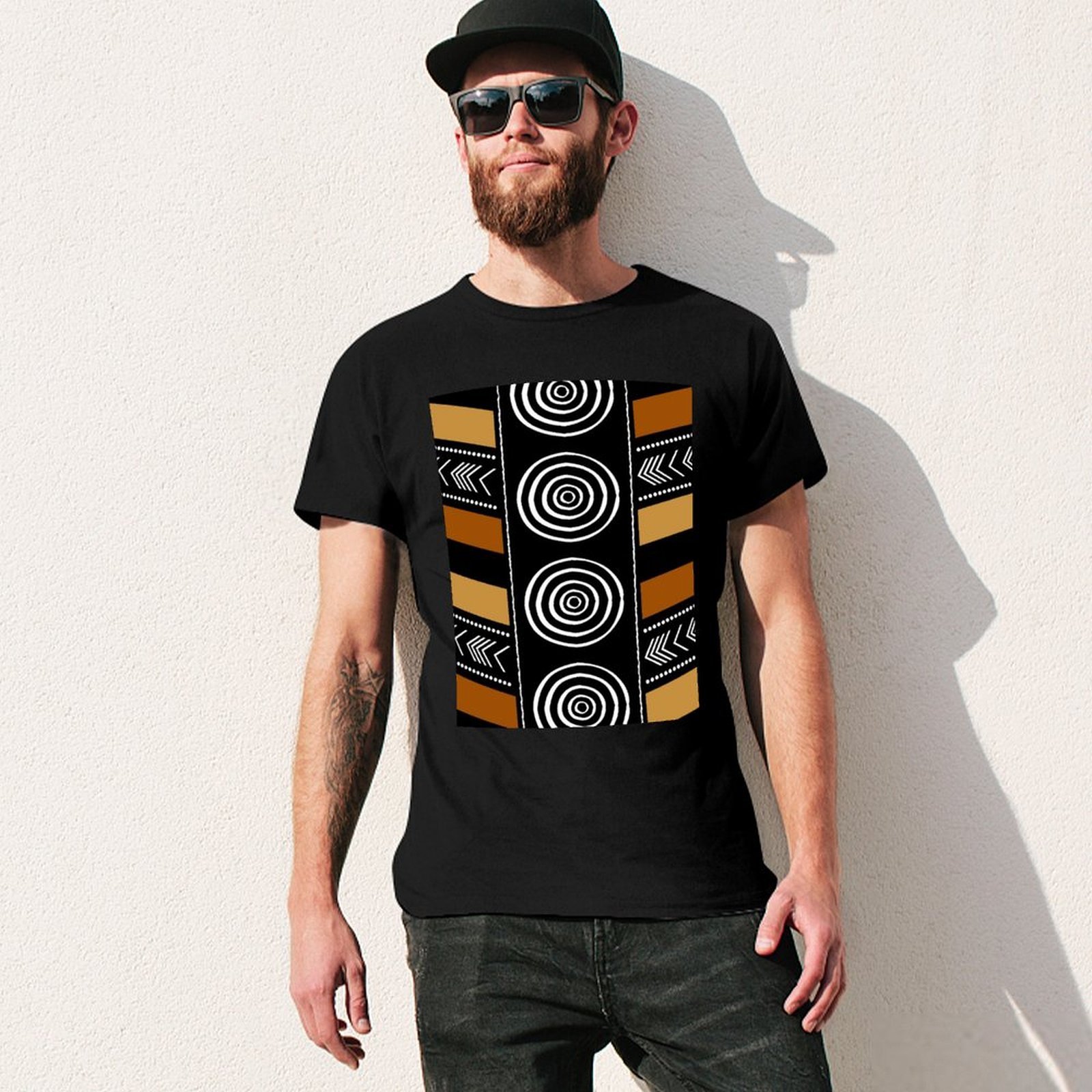 アフリカンマッドクロスアートワークアートTシャツ 長持ちカジ - Mudcloth Print Top のレビューと価格