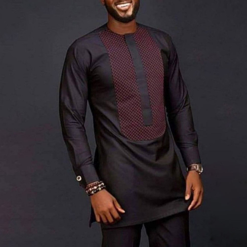 男性用ラウンドカラーのアフリカンスタイルの長袖シャツ,カジュ - Dashiki Shirt Men のレビューと価格
