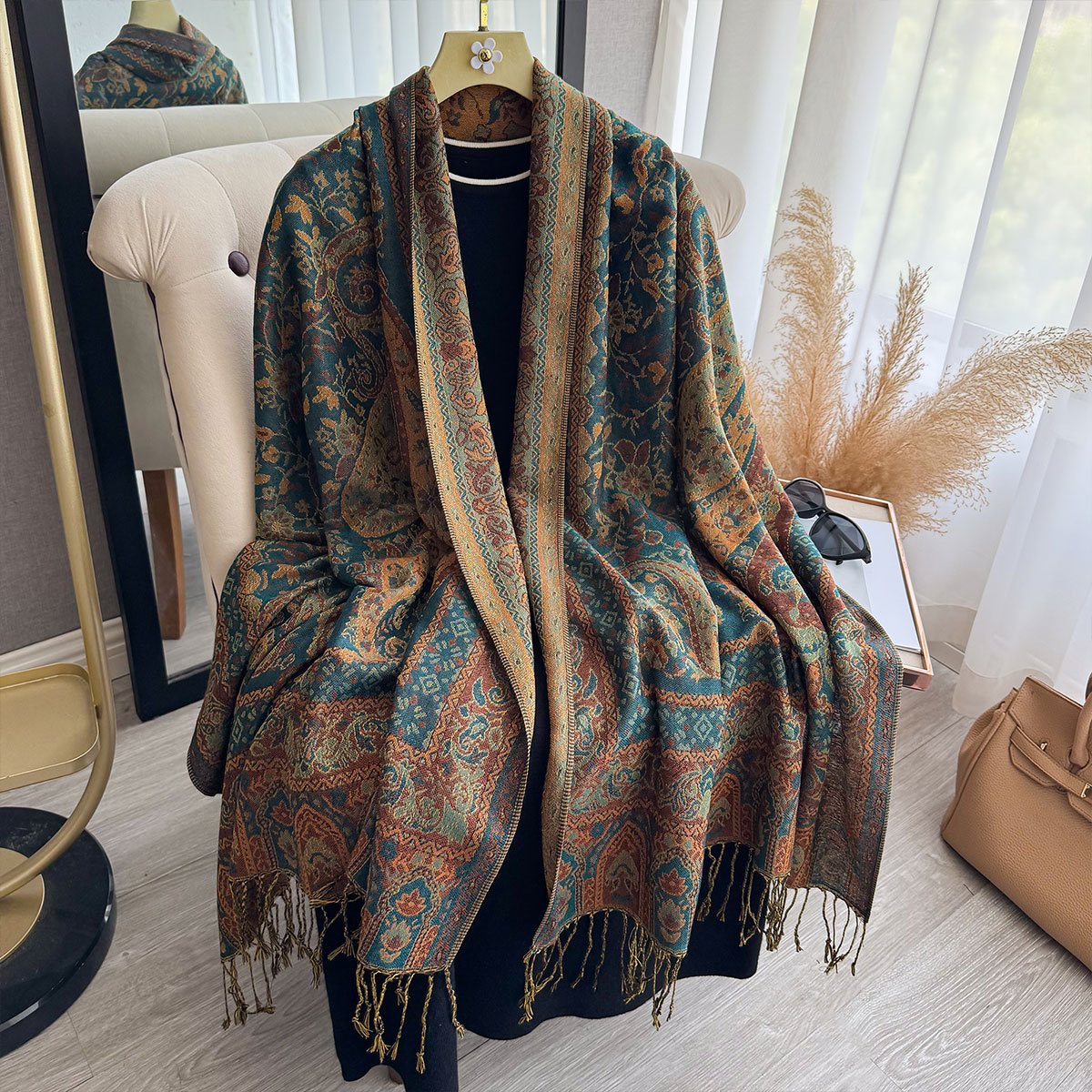 2025 タッセルブランケットデザイン エスニック風 厚手パ - Ethnic Fashion Designers のレビューと価格