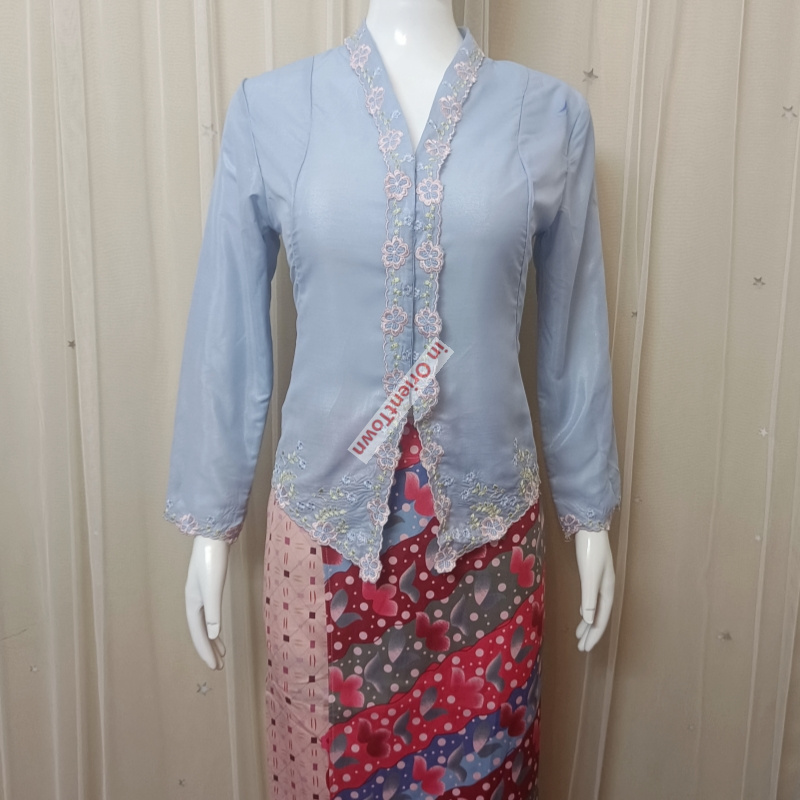 東南アジア諸国 ブルーピンク刺繍レース刺繍ブラウス+ヒップ巻 - Thai Silk Blouse のレビューと価格