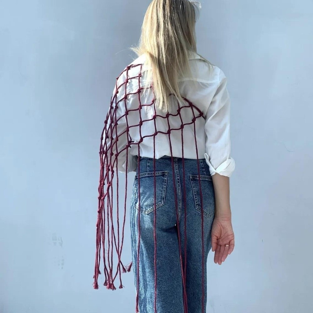 ボヘミアン風ネットフリンジスカーフショール装飾タッセルエスニ - Ethnic Fashion Designers のレビューと価格