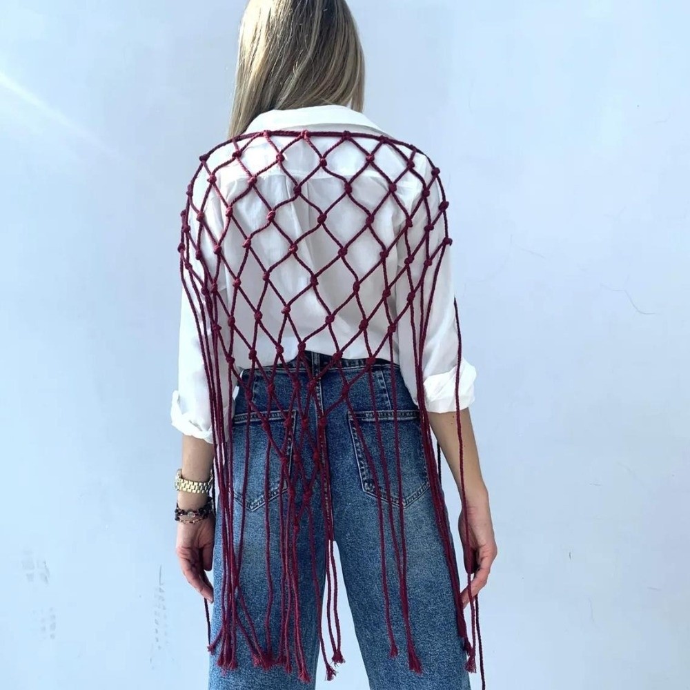 ボヘミアン風ネットフリンジスカーフショール装飾タッセルエスニ - Ethnic Fashion Designers のレビューと価格