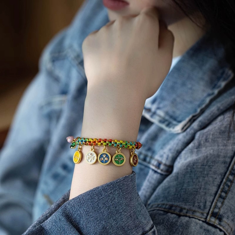 手作りのチベットブレスレット,カラフルなロープチェーン,調整 - Ethnic Fashion Way のレビューと価格