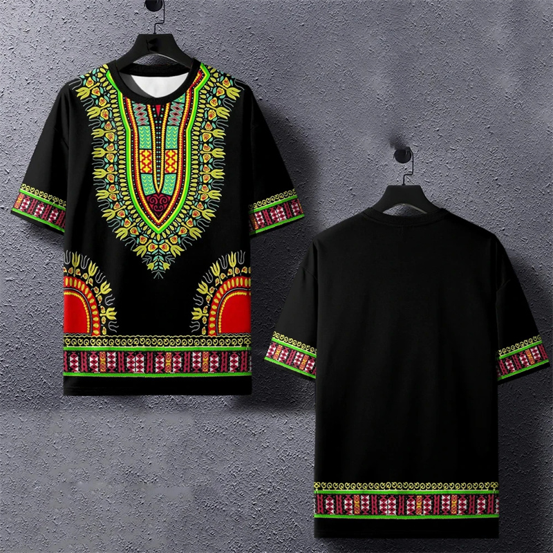 男性用エスニック3DプリントTシャツ,ダシキ,ストライプ,夏 - Dashiki Shirt Men のレビューと価格