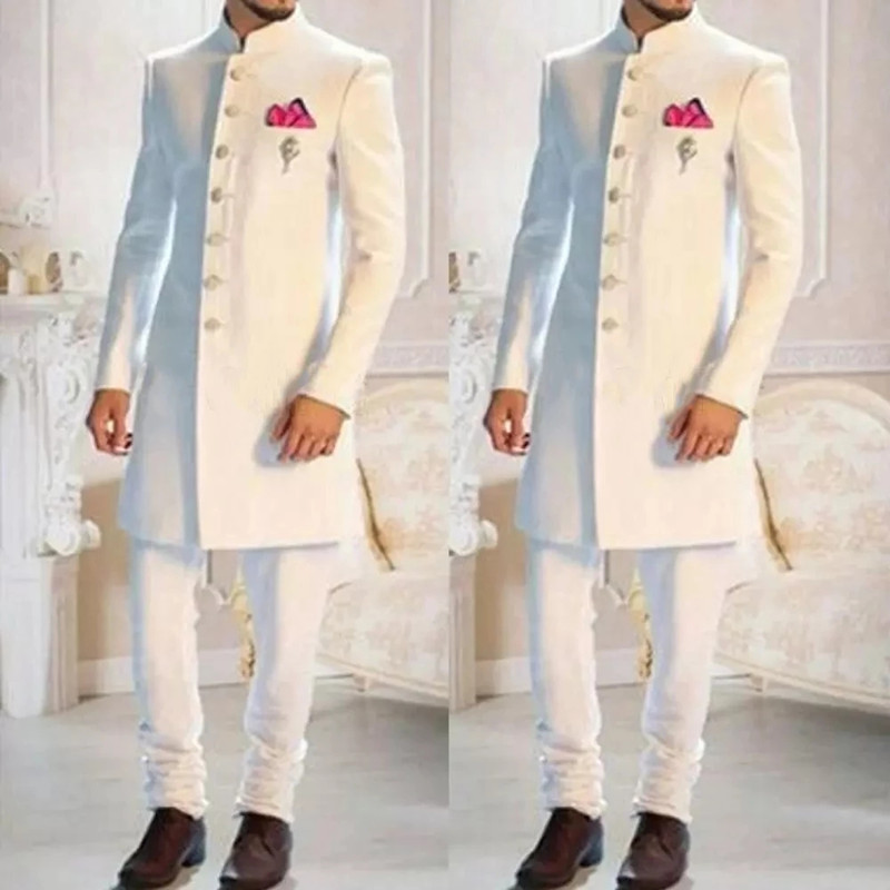 ファッションデザインホワイトスタンド襟シングルブレストエスニ - Ethnic Wear Fashion Designer のレビューと価格