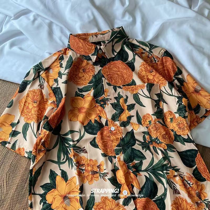 男性と女性のための半袖シャツ,レトロな日本のハワイスタイル, - Thai Silk Blouse のレビューと価格