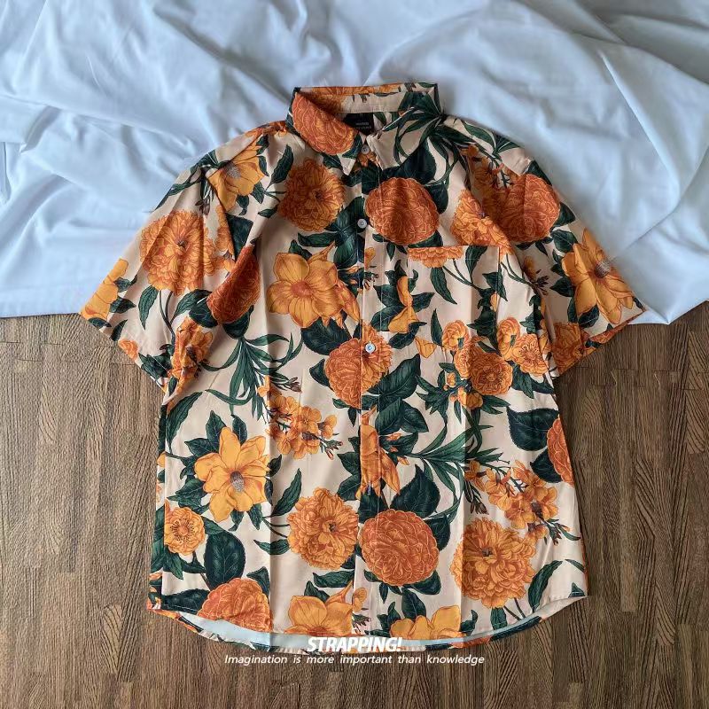 男性と女性のための半袖シャツ,レトロな日本のハワイスタイル, - Thai Silk Blouse のレビューと価格